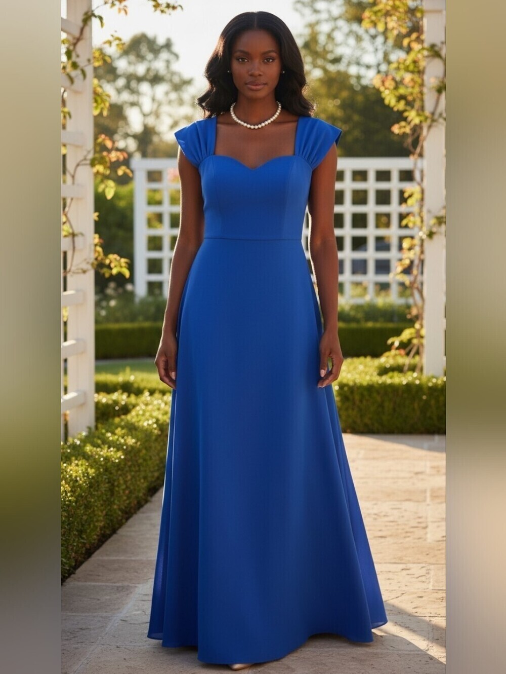 Vintage Cottagecore Royal Blue Maxi Wedding Guest Dress  Size 6